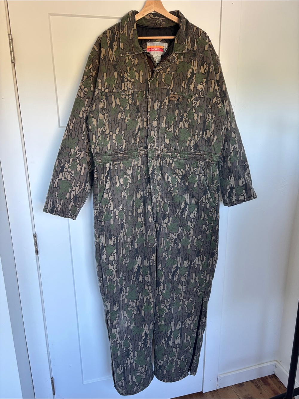 Vintage Winchester Conceal Camo Hunting Suit Overall trebark Sz XL